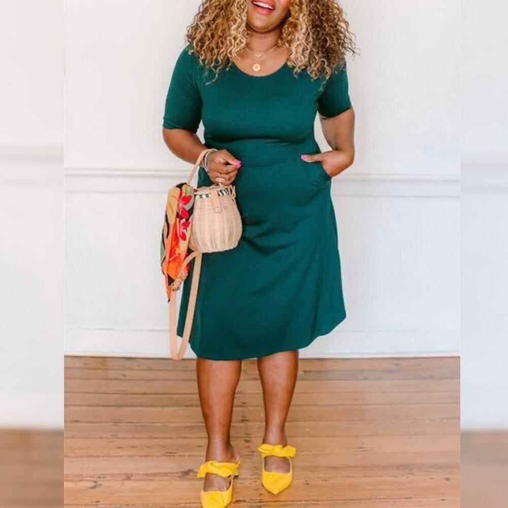 Virginia Dare Hunter Green A-Line Ponte Knit Dress‎ Size XL